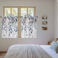 thumbnail image 4 of Christmas Kitchen Curtains, Blue Poinsettia Eucalyptus Snowflake Winter Light Filtering Window Curtain Panels, 2Pcs Rod Pocket Window Treatments Set for RV Dining Room Study Room 42x45 Inches, 4 of 9
