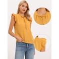 thumbnail image 2 of DARING DIVA Women's Ruffle Crew Neck Layer Cap Sleeve Blouses XS Yellow, 2 of 6