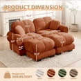 thumbnail image 4 of FFH 76.3" Cloud Loveseat, Modular Sectional Sofa with Movable Ottomans, Chenille Couch for Living Room, Orange, 4 of 12