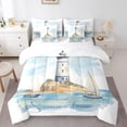 thumbnail image 1 of YST Watercolor Lighthouse Comforter Set, 7-Piece, Nautical Theme, Queen, 1 of 4