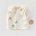 thumbnail image 2 of OOOUM Infant Cotton Vest Crowneck Button Down Sleeveless Waistcoat Cute Cartoon Print Lightweight Outfits Beige 3-6 Months, 2 of 3