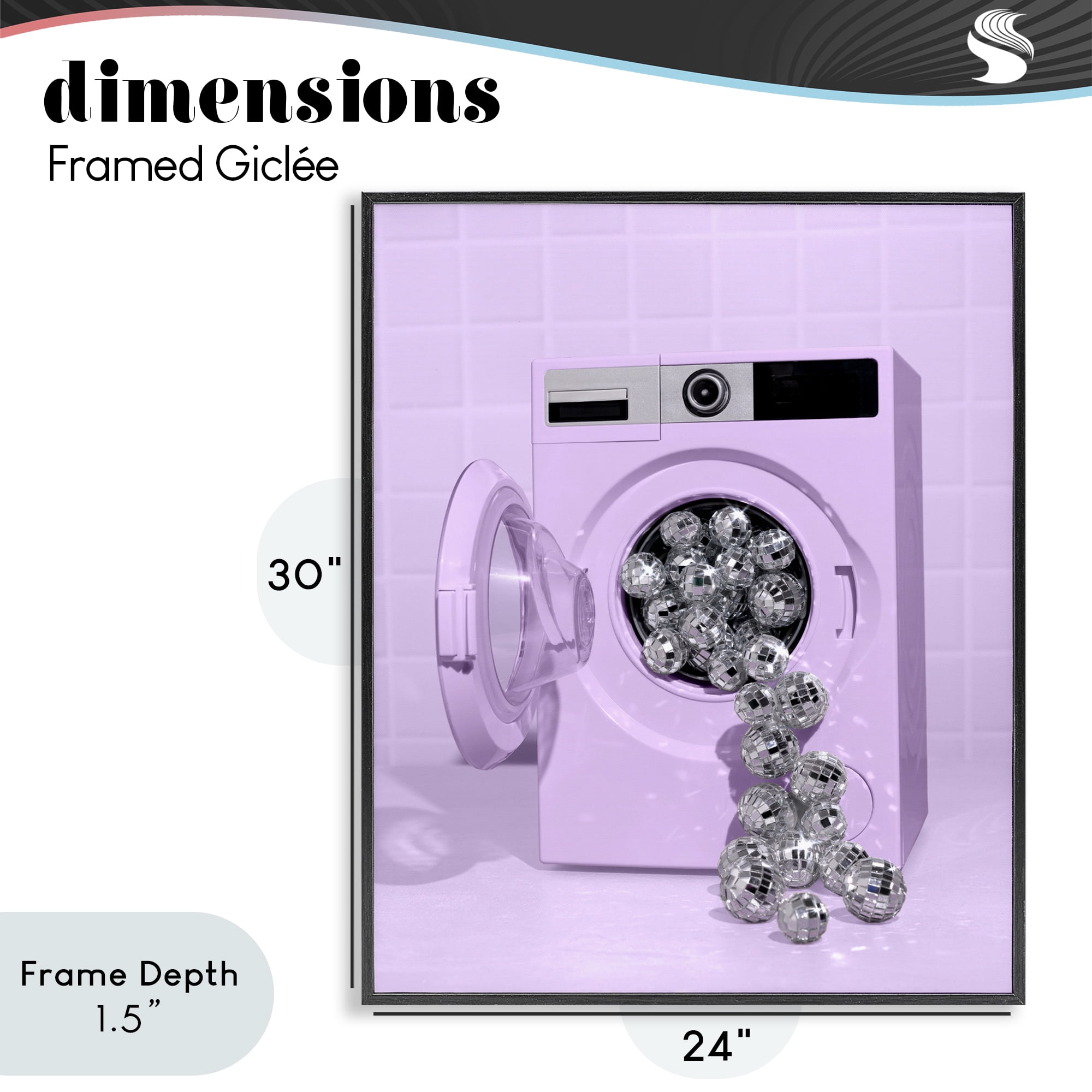 Stupell Industries Disco Laundry Machine over Purple Black Framed Giclee Art, design by LISH Creative