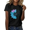 thumbnail image 2 of YEJIMAN Black Womens Tshirts Cotton, Polyester,Spandex Shirt Women, Women's Sunflower Summer T Shirt Plus Size Loose Top Tops Girls Short Sleeve Graphic Casual T Shirt, 2 of 5