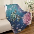 thumbnail image 3 of Custom Sea Turtle Blanket for Women Kids, Personalized Sea Animal Blanket for Sea Turtle Gifts, Lightweight Flannel Customized Blanket for Couch Bed 50x60 Inches, 3 of 6
