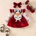 thumbnail image 2 of JFOPQVSM Baby Girls Christmas Comfortable and Breathable Long Sleeved Dress Cute Cartoon Print Bodysuits, 2 of 7