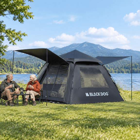 Pop Up Camping Tent, 2-4 Person, Blackout Waterproof Hexagonal Outdoor Tent