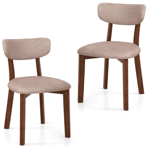 Giantex Dining Chairs Set of 2, Upholstered Armless Side Chairs w/Solid Rubber Wood Frame, Contemporary Mid-Back Chairs, Brown