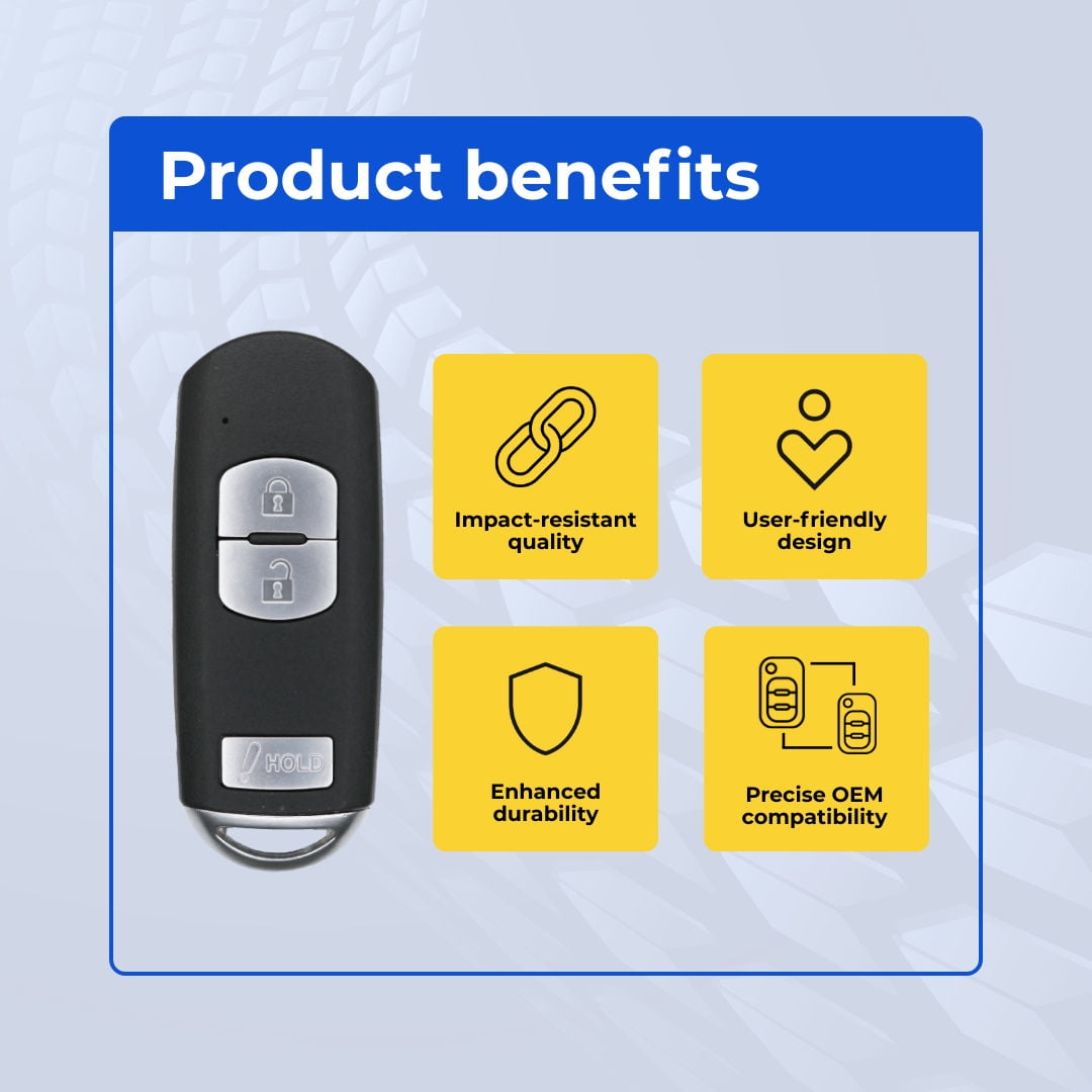 Keys4Less Replacement Smart Key Fob for Mazda CX5 2013-2019 FCC WAZSKE13D01 Part Number KDY3-67-5DY KD33-67-5RY KD33675RY