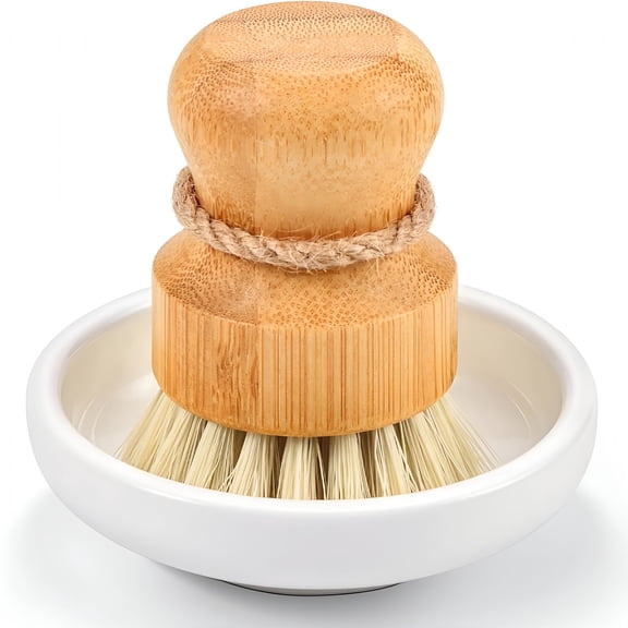 ACDANC Natural Bamboo Dish Scrub Brush for Kitchen Sink,Wooden Washing Dish Brush Scrubber with Sisal Bristles