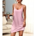 thumbnail image 3 of Deliqiba Sleeveless Nightgowns for Women with Pockets Spaghetti Strap Dress Racerback Chemise Night Gowns Pink XL, 3 of 8