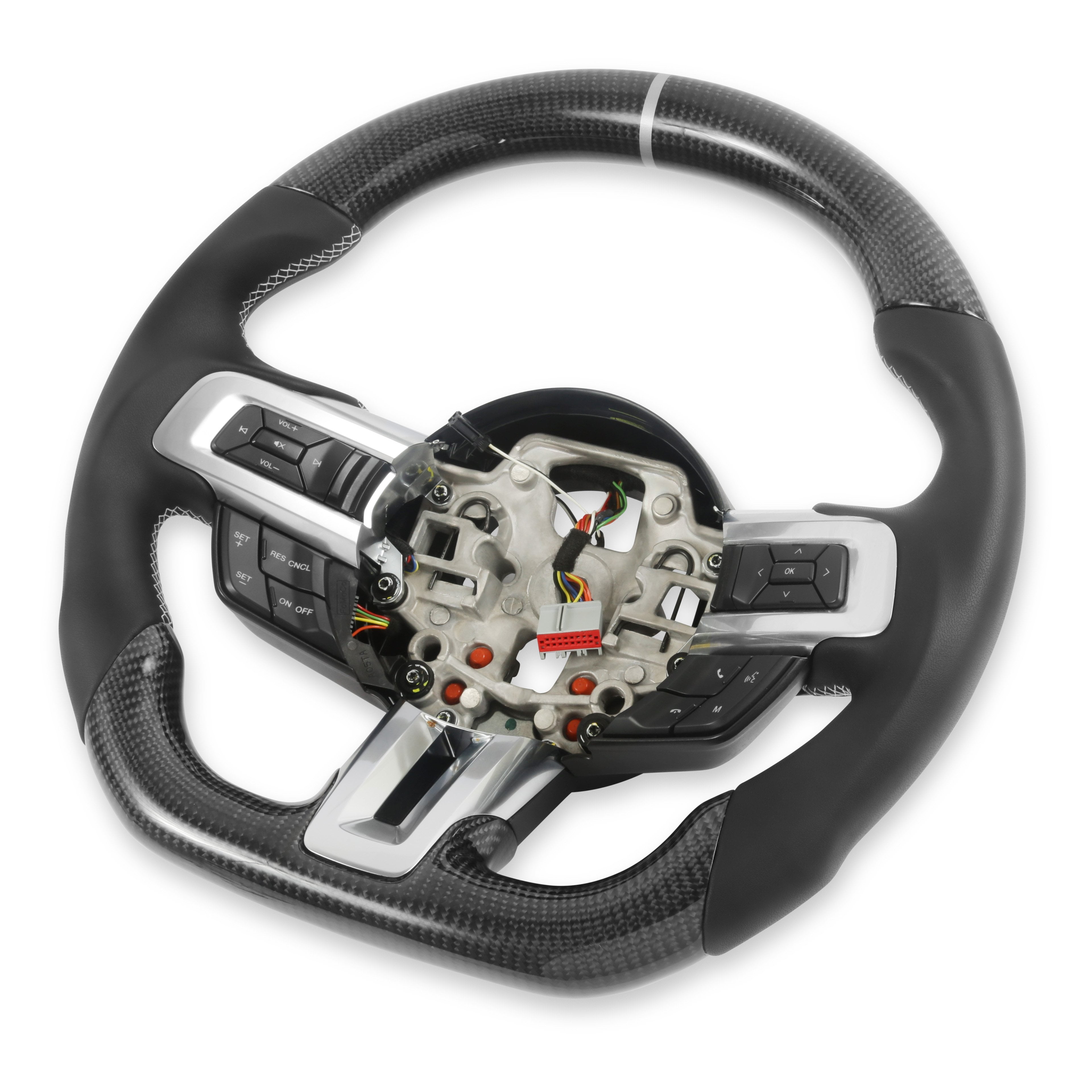 Drake Muscle Cars MU950-11 Steering Wheel - Carbon Fiber with Leather Grips - Heated