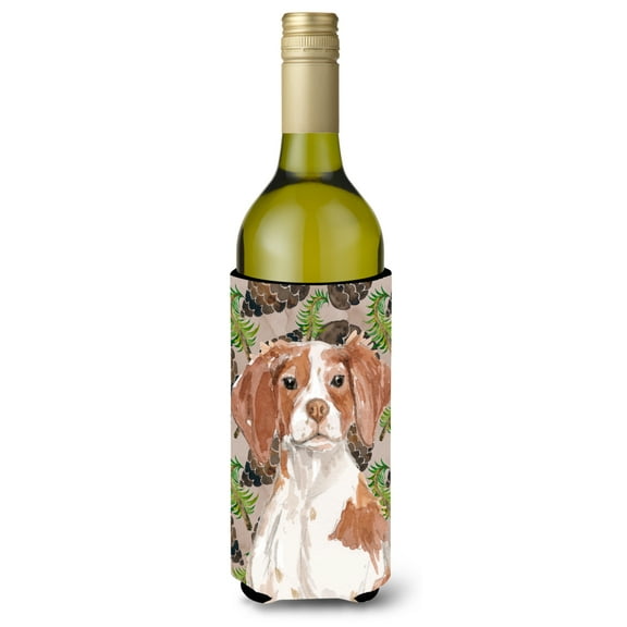 Carolines Treasures BB9574LITERK Brittany Spaniel Pine Cones Wine Bottle Beverge Insulator Hugger  Wine Bottle