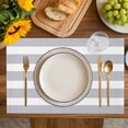 thumbnail image 4 of Grey Stripe Placemats Set of 12, Modern Simple Geometric White Striped Placemats for Dining Table, Place Mats for Kitchen Tabletop, Waterproof Wipeable Dining Table Mats Set, 4 of 9