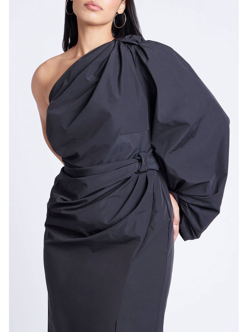 eloquii plus one shoulder twist front midi dress ELOQUII Women's Plus Size One Shoulder Dress