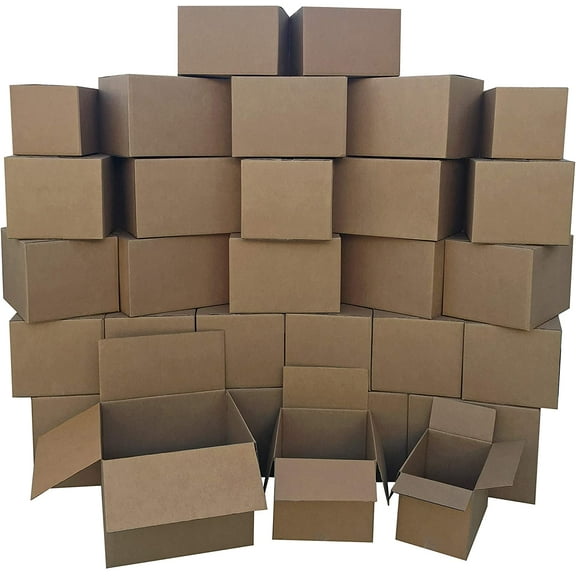 Cardboard Moving Boxes, Small, Medium, and Large (Assorted), 30-Pack, Brown