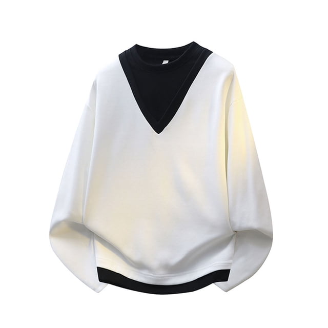 Blusas y camisas de manga larga con cuello redondo para hombre, sudadera deportiva de manga larga de color liso a la moda con bolsillo, top de poliéster para hombre