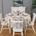 thumbnail image 2 of Beige Highland Cow Flower Pattern Round Tablecloth 60"x60",Wrinkle Wipeable Table Cloth for Kitchen Dining Room Picnic Patio Party, 2 of 6