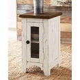 thumbnail image 1 of Signature Design by Ashley Wystfield Chaise de Style Ferme Table d'Appoint Bout de Canapé avec Porte d'Armoire pour Rangement Blanc et Brun avec Fini Vieilli, 1 of 5