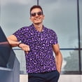 thumbnail image 4 of Saiise Purple Leopard Print Mens Golf Shirt Moisture Wicking Quick-Dry Print Performance Polo Shirts for Men-Small, 4 of 6