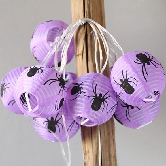 LINLIN Lantern String Lights, 10 LED Halloween Decorative Lantern Fairy Lights, Battery Powered with Paper Lantern Holiday Lights for Halloween Spooky Home Decoration Party