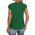 thumbnail image 5 of Otvok Womens Solid Color Round Neck Bubble Sleeve Short Sleeved Casual Tops Blouse, 5 of 6