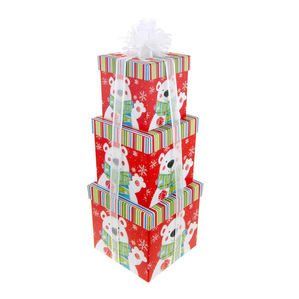 6 and 7-Inch Holiday Snowflake Country Moose Nested Christmas Gift Boxes 5 