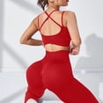 thumbnail image 3 of Gibobby Trajes de entrenamiento Ropa de yoga sin costuras con conjunto de almohadillas para el pecho Top y pantalones deportivos para mujer Conjunto de ropa deportiva(Rojo, L), 3 of 4