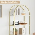 thumbnail image 4 of Bookshelf 5 Tier Bookcase Arched Display Racks Tall Standing Bookshelves Metal Frame Modern Storage Rack Shelf Large Wood Book Shelf for Bedroom, Living Room, Home Office, White/Gold, 4 of 8