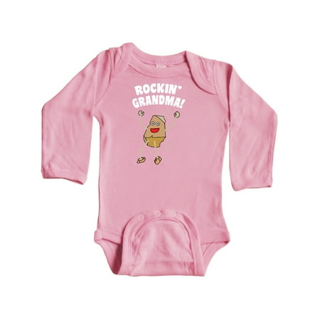 

Inktastic Rockin Grandma White Text Gift Baby Girl Long Sleeve Bodysuit