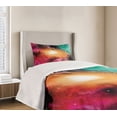 thumbnail image 4 of Ambesonne Science Quilted Bedspread Set 2 Pcs, Galaxy Stardust Cosmos, Twin Size, Pink Orange Green, 4 of 6