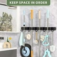 thumbnail image 4 of Hearth & Gear Holder Wall Mount With 4 Racks 5 Hooks Hanger Organizer For Laundry Room Garage Home 1pc Blanket Ladder Cowboy Hat Hooks for Wall Ceiling Hooks for Stainless Steel Hooks Ceiling Hooks, 4 of 7