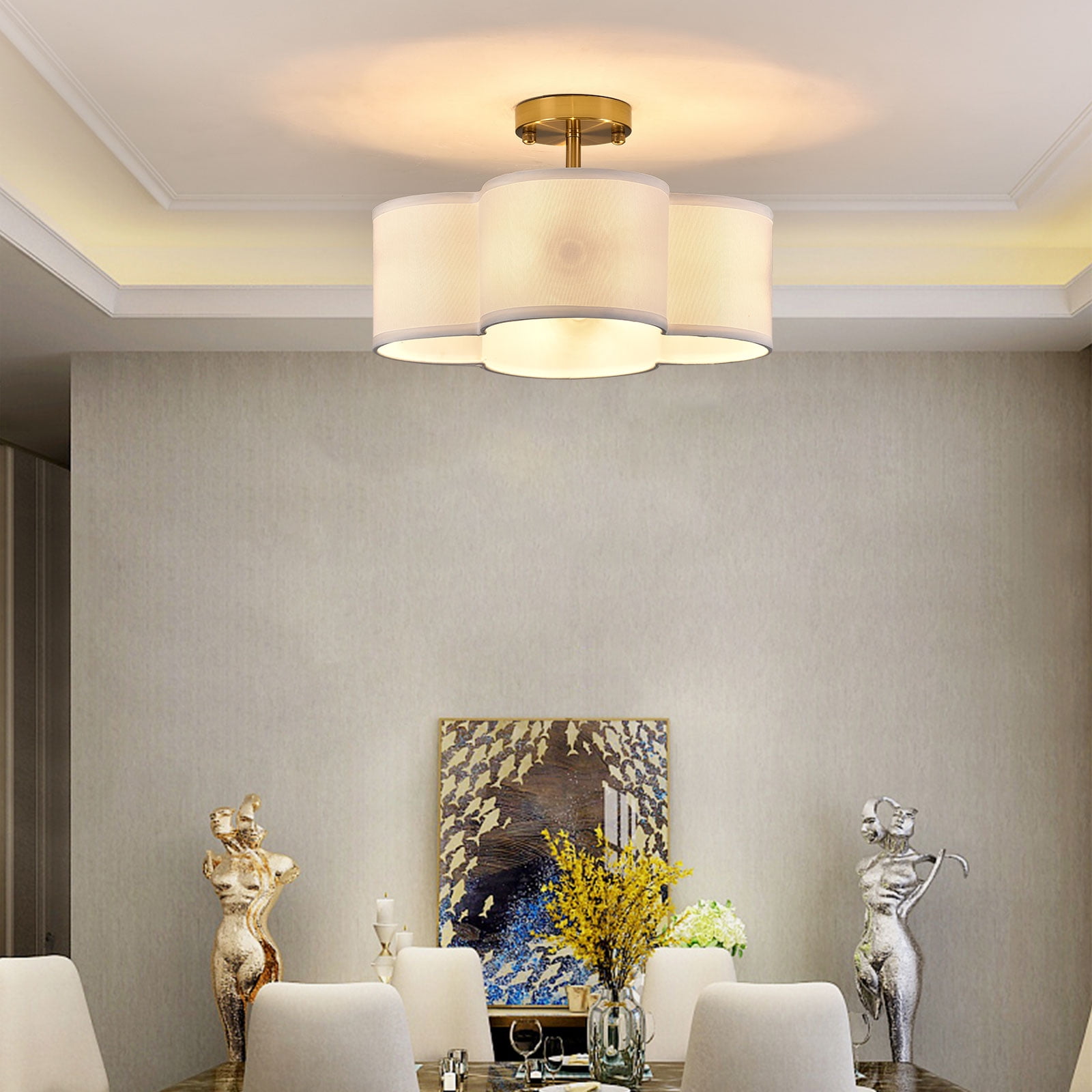 WUZSTAR Industrial Semi-Flush Ceiling Light, Farmhouse WUZSTAR Industrial Semi-Flush Ceiling Light, Farmhouse
