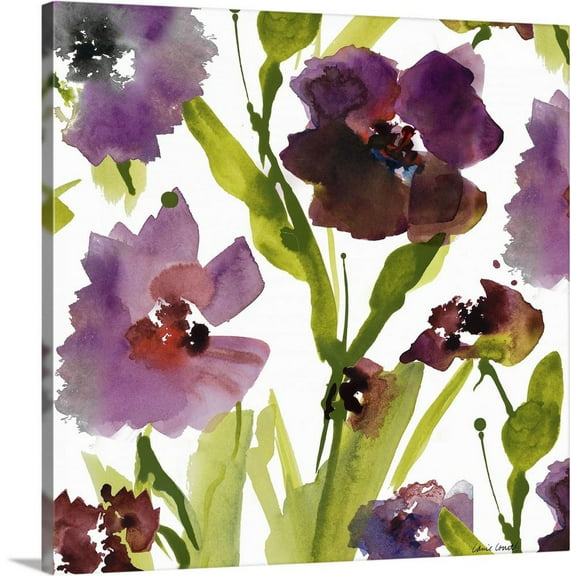 Great BIG Canvas | "Les Pavots - Violet Square IV" Canvas Wall Art - 24x24