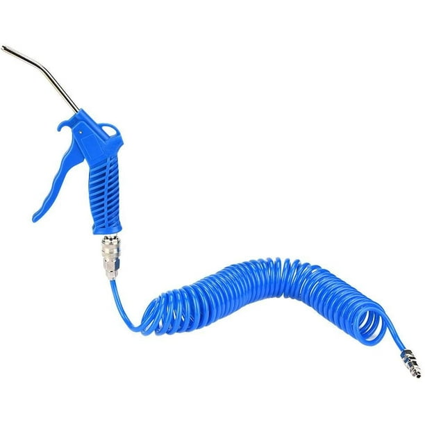 Pistola de aire comprimido para camión Pistola de aire comprimido con manguera en espiral de 5 metros Kit de limpieza de pistola de aire para camión con conector en T (2 * 6 mm),Blue-Triumph