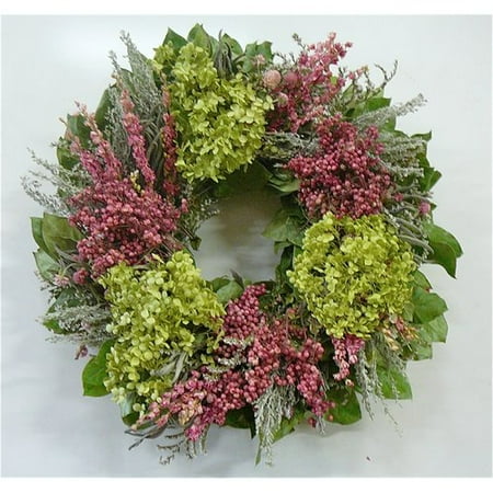 - Dried Flowers and Wreaths LLC 22'' Hydrangea and Pink Floral Wreath