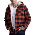 thumbnail image 5 of zfhfof Men's Cotton Hoodies Plaid Shirts Jacket Fleece Lined Flannel Shirts Sherpa Button Up Jackets Warm Coat with Hood for Men, 5 of 6