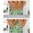 thumbnail image 4 of Marble Burnt Orange Sheer Waterfall Valance Curtains for Window, Modern Abstract Ink Painting Luxury Rod Pocket Sheer Topper Swag Curtains for Living Room, Kitchen 38.5"W x 47.2"L, 3 Panels, 4 of 7