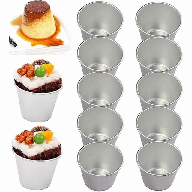 10-Pack Nonstick Mini Baking Molds, Aluminum Tart Tins for Cupcakes, Pudding, and Desserts