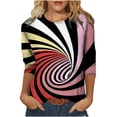 thumbnail image 1 of Blusa Honeeladyy con estampado 3D para mujer, divertida, a rayas, de ciencia ficción, con efectos especiales, informal, básica y cómoda, de manga larga, 1 of 5
