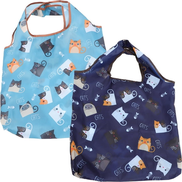 2pcs Folding Storage Handheld Bag Lovely Cats Shopping Bag Environmental Handbag