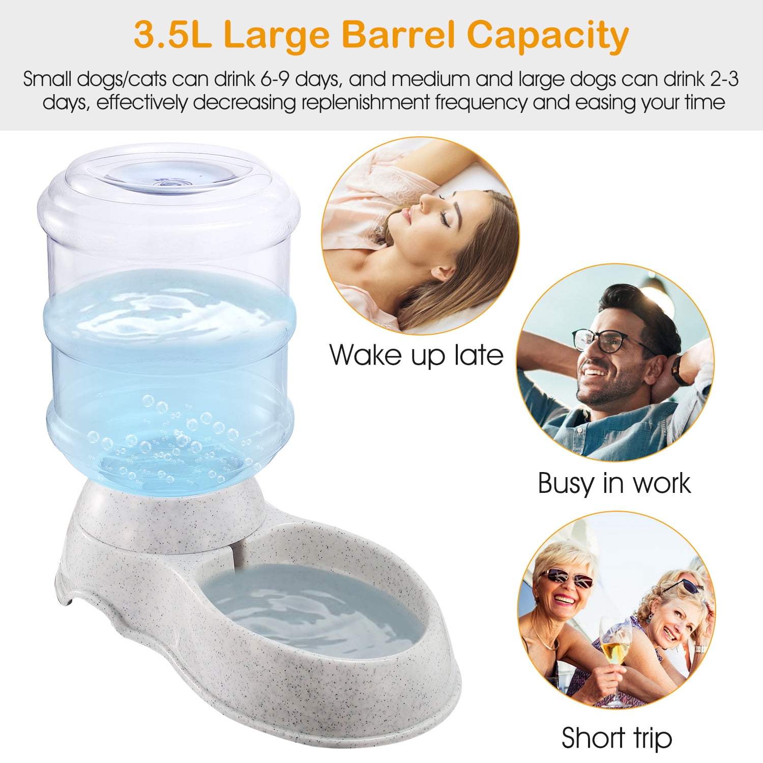 TeqHome Pet Gravity Pet Water Dispenser Pet Water Feeder Automatic Gravity Dog Cat Waterer