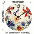 thumbnail image 3 of Chilfamy 10 Inch Round Wooden Wall Clock Flowers Dragonflies Watercolor 10x10in, 3 of 8
