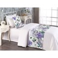 thumbnail image 2 of Floral Bed Runner Set, Watercolor Effect Pattern with Blooming Abstract Spring Petals, Decorative Bedding Scarf & a Pillow Sham for Hotels Homes, Twin, Blue Violet and Laurel Green, by Ambesonne, 2 of 3