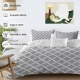 thumbnail image 3 of Abstract Geometric Bedding Duvet Cover Set Queen Size 4 Pieces Gray Moroccan Trellis Bedding Set with Zipper Closure, 1 Comforter Cover 90x92 Inches 1 Flat Sheet & 2 Pillow Cases, 3 of 7
