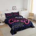 thumbnail image 3 of Erosebridal Neon Hot Pink Gamepad Bedding Queen Comforter Set, Geometric Circuit Board Down Comforter, Reversible 3 Pieces, 3 of 8
