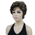 thumbnail image 2 of Women's Short Curly Wavy Wig Synthetic Hair Full Wig for Daily Use, 6 inches, Brown with Highlights, 2 of 9