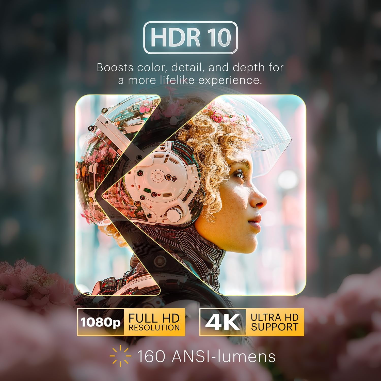 Kodak Luma 500 Pico Projector, Full HD Smart Projector with Google TV 11.0, Wi-Fi, Bluetooth, HDMI & More! - White