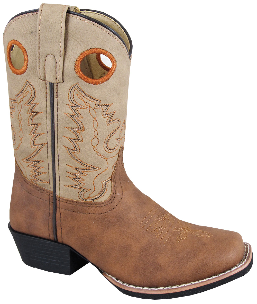 Smoky Childrens Kids Dakota Brown Leather Western Cowboy Boot