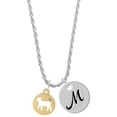thumbnail image 1 of Delight Jewelry Goldtone Lamb Silhouette Silvertone Script Initial Disc - M - Charm Necklace, 20"+3", 1 of 4