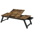 thumbnail image 1 of SONGMICS Bureau pour Ordinateur Portable, Plateau de Déjeuner pour Lit et Sofa, Dessus Inclinable Réglable, Brun Foncé Rustique ULLD110B01, 1 of 5